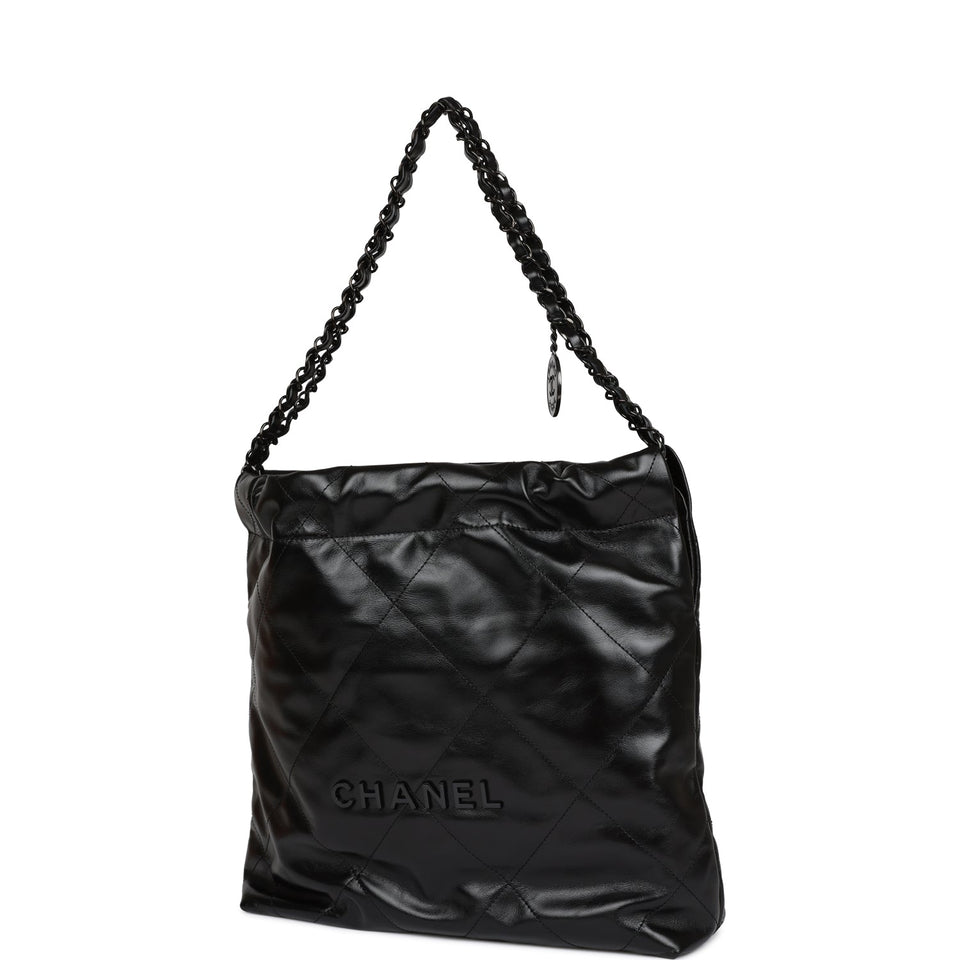 Chanel Small 22 Bag SO Black Calfskin Black Hardware