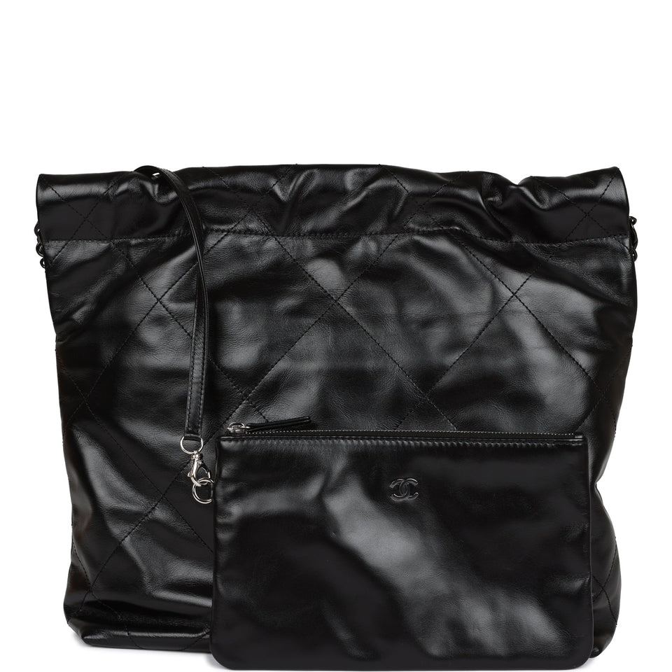 Chanel Small 22 Bag SO Black Calfskin Black Hardware