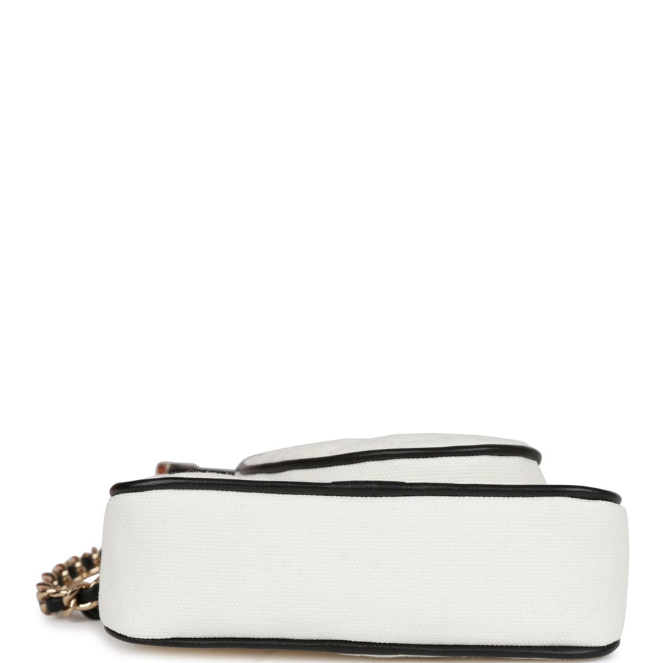 Chanel "Monte-Carlo" Mini Crossbody Tennis Bag White Canvas Light Gold Hardware