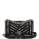 Chanel Small Boy Bag Black Calfskin and Pearl Silver Hardware