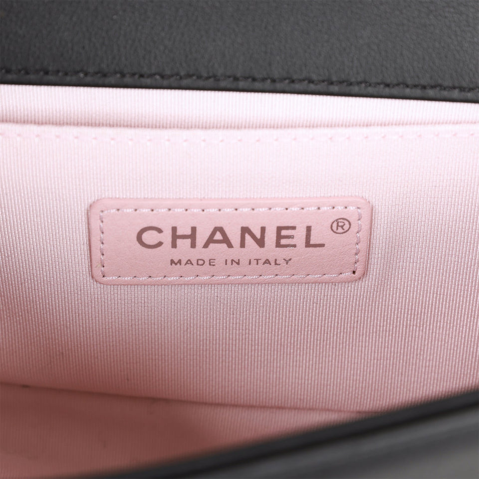 Chanel Small Boy Bag Black Calfskin and Pearl Silver Hardware