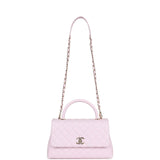 Chanel Medium Coco Handle Flap Bag Light Pink Caviar Light Gold Hardware