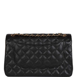Chanel Jumbo Classic Double Flap Bag Black Caviar Gold Hardware
