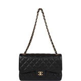 Chanel Jumbo Classic Double Flap Bag Black Caviar Gold Hardware