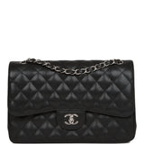 Chanel Jumbo Classic Double Flap Bag Black Caviar Silver Hardware