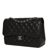 Chanel Jumbo Classic Double Flap Bag Black Caviar Silver Hardware