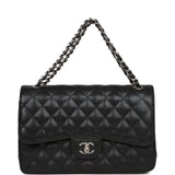 Chanel Jumbo Classic Double Flap Bag Black Caviar Silver Hardware