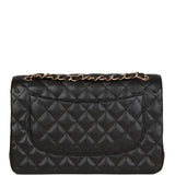 Chanel Jumbo Classic Double Flap Bag Black Caviar Gold Hardware