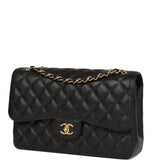 Chanel Jumbo Classic Double Flap Bag Black Caviar Gold Hardware