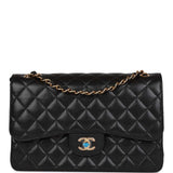Chanel Jumbo Classic Double Flap Bag Black Caviar Gold Hardware