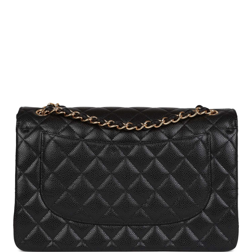 Chanel Jumbo Classic Double Flap Bag Black Caviar Gold Hardware