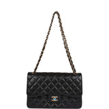 Chanel Jumbo Classic Double Flap Bag Black Caviar Gold Hardware