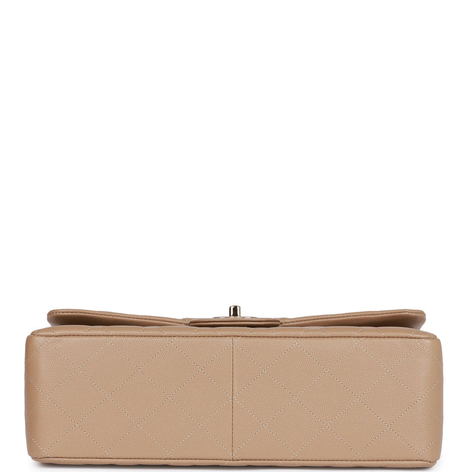 Chanel Jumbo Classic Double Flap Bag Dark Beige Caviar Gold Hardware
