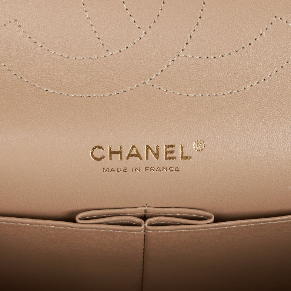 Chanel Jumbo Classic Double Flap Bag Dark Beige Caviar Gold Hardware