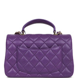 Chanel Mini Rectangular Flap with Top Handle Purple Lambskin Light Gold Hardware