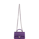 Chanel Mini Rectangular Flap with Top Handle Purple Lambskin Light Gold Hardware