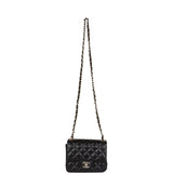 Chanel Mini Square Flap Bag Black Lambskin Light Gold Hardware