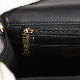 Chanel Monaco Mini Square Flap Bag Black Lambskin Light Gold Hardware