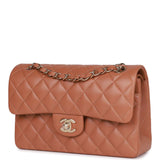 Chanel Small Classic Double Flap Bag Caramel Brown Lambskin Light Gold Hardware