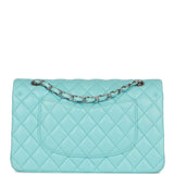 Chanel Medium Classic Double Flap Bag Blue Lambskin Silver Hardware