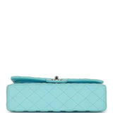 Chanel Medium Classic Double Flap Bag Blue Lambskin Silver Hardware
