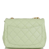 Chanel Pearl Crush Mini Square Flap Bag Light Green Lambskin Antique Gold Hardware