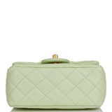 Chanel Pearl Crush Mini Square Flap Bag Light Green Lambskin Antique Gold Hardware