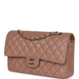 Chanel Medium Classic Double Flap Bag Beige Caviar Silver Hardware
