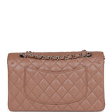 Chanel Medium Classic Double Flap Bag Beige Caviar Silver Hardware