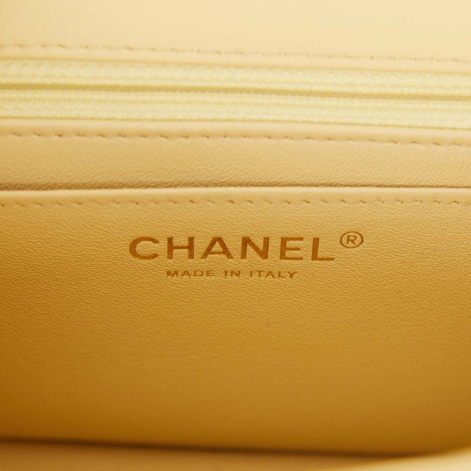 Chanel Mini Square Flap Bag Yellow Lambskin Light Gold Hardware
