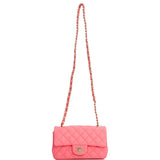 Chanel Mini Rectangular Flap Bag Pink Lambskin Light Gold Hardware