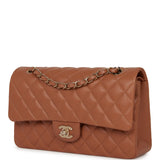 Chanel Medium Classic Double Flap Bag Caramel Lambskin Light Gold Hardware