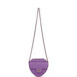Chanel CC In Love Large Heart Bag Purple Lambskin Light Gold Hardware
