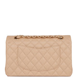 Chanel Medium Classic Double Flap Bag Beige Lambskin Light Gold Hardware
