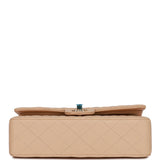 Chanel Medium Classic Double Flap Bag Beige Lambskin Light Gold Hardware