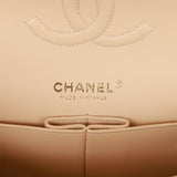 Chanel Medium Classic Double Flap Bag Beige Lambskin Light Gold Hardware