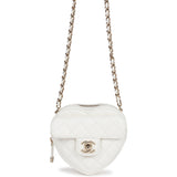 Chanel CC In Love Heart Clutch with Chain White Lambskin Light Gold Hardware