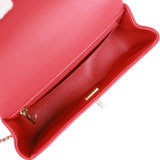 Chanel Mini Rectangular Flap Bag with Top Handle Red Lambskin Light Gold Hardware