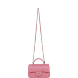 Chanel Mini Rectangular Flap with Top Handle Dark Pink Lambskin Light Gold Hardware