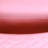 Chanel Mini Rectangular Flap with Top Handle Dark Pink Lambskin Light Gold Hardware