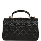 Chanel Mini Rectangular Flap Bag with Top Handle Black Lambskin Light Gold Hardware