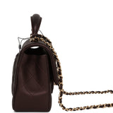 Chanel Mini Rectangular Flap Bag with Top Handle Burgundy Lambskin Light Gold Hardware