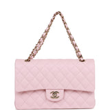 Chanel Medium Classic Double Flap Bag Light Pink Caviar Light Gold Hardware