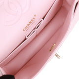 Chanel Medium Classic Double Flap Bag Light Pink Caviar Light Gold Hardware