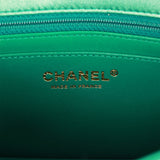 Chanel Mini Rectangular Flap Bag Green Iridescent Quilted Lambskin Light Gold Hardware