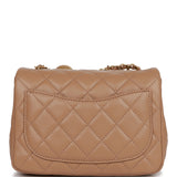 Chanel Pearl Crush Mini Square Flap Bag Beige Lambskin Antique Gold Hardware