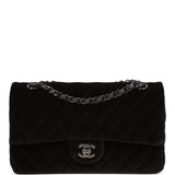 Chanel Medium Classic Double Flap Bag Black Velvet Ruthenium Hardware