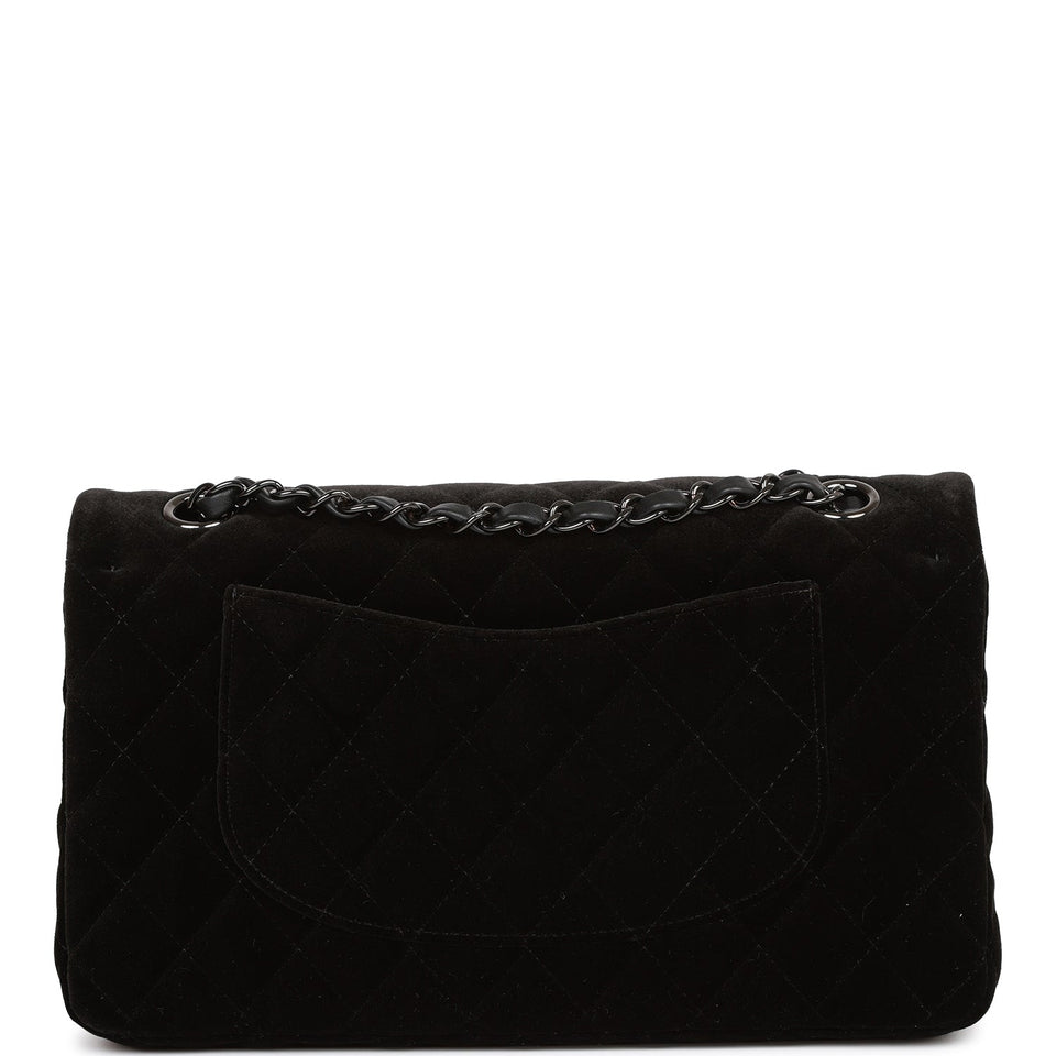 Chanel Medium Classic Double Flap Bag Black Velvet Ruthenium Hardware