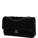 Chanel Medium Classic Double Flap Bag Black Velvet Ruthenium Hardware