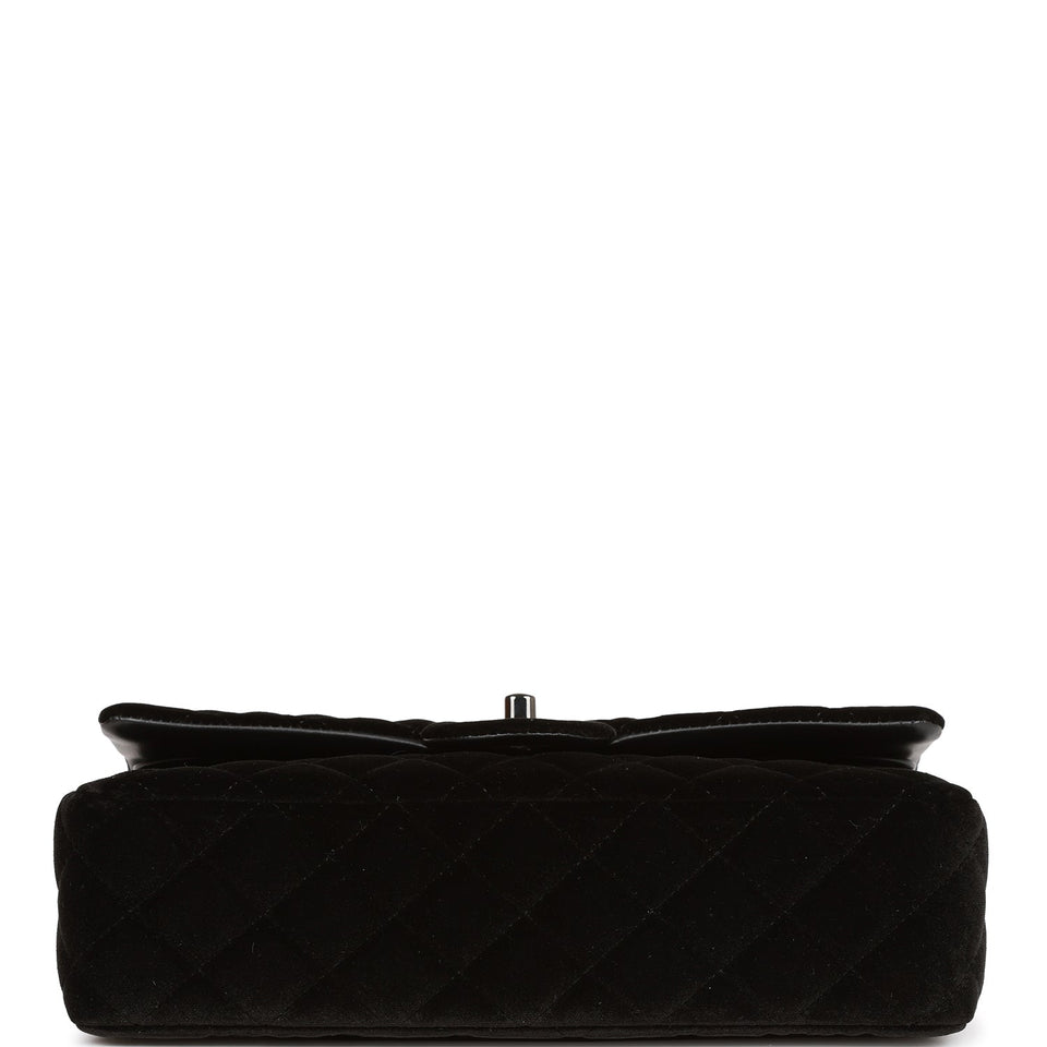 Chanel Medium Classic Double Flap Bag Black Velvet Ruthenium Hardware